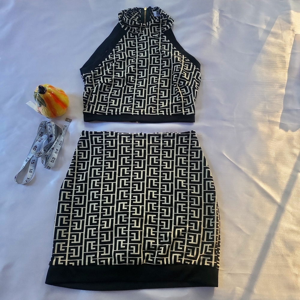 Sexy black bandage high waist skirt suit